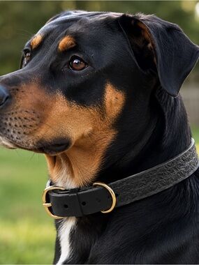 Handmade Leather Dog Collar with Gold Hardware
